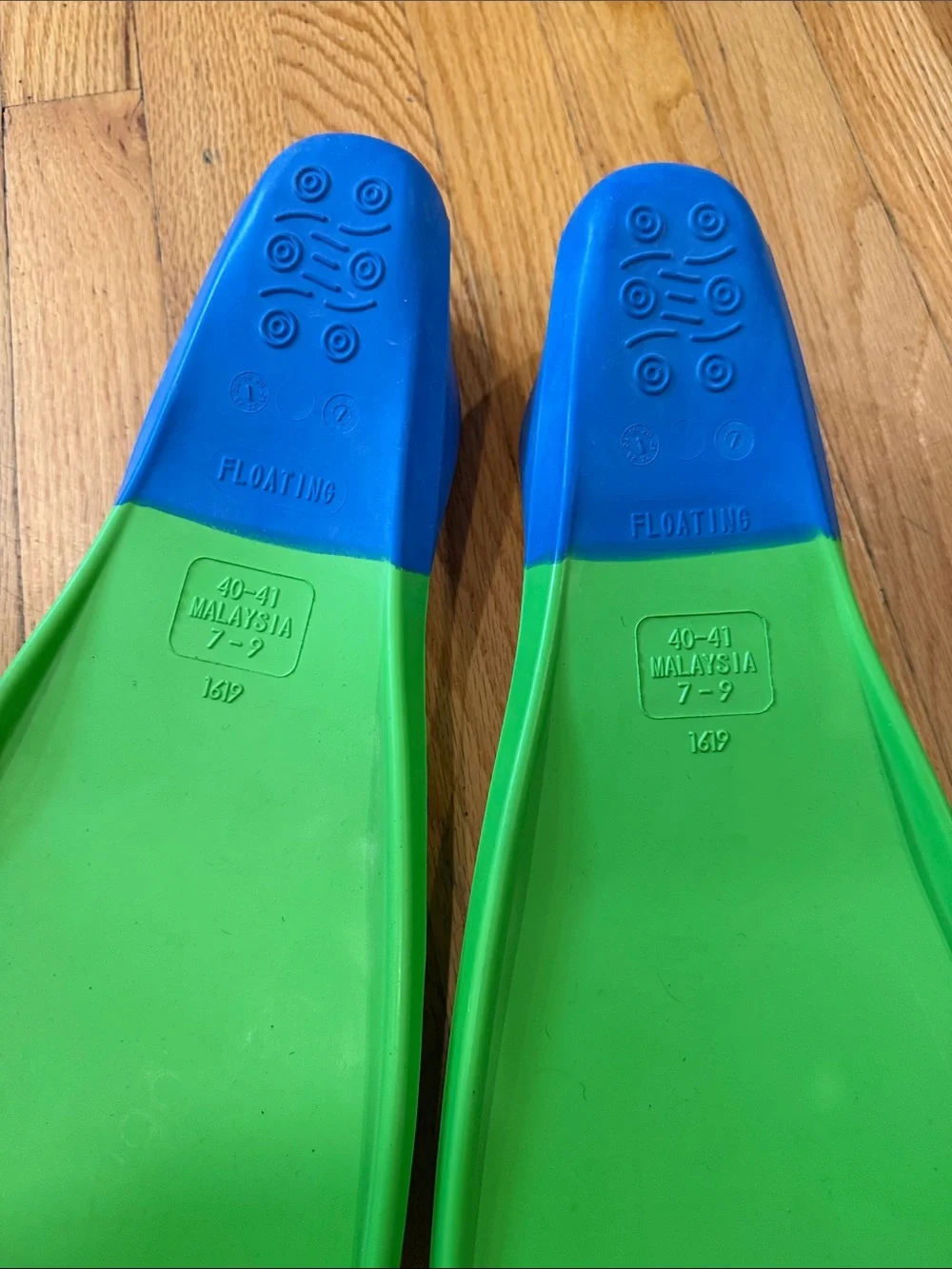 Green and Blue Swim Fins - Comfortable Youth Snorkel Flippers